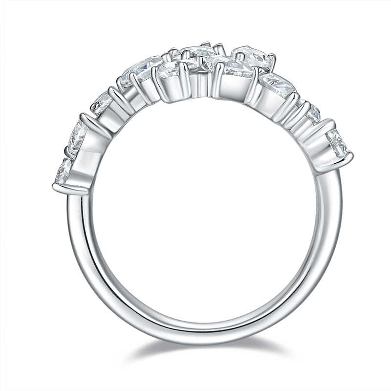 Sotiya Bypass Multi Shape Moissanite Cocktail Ring Sterling Silver-Sotiya