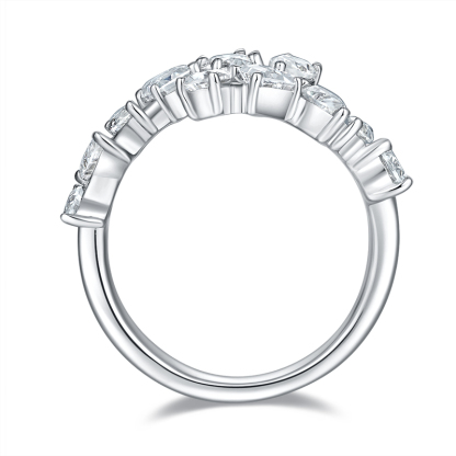 Sotiya Bypass Multi Shape Moissanite Cocktail Ring Sterling Silver-Sotiya