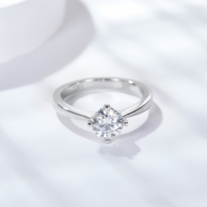 Sotiya Solitaire Round Cut Moissanite Engagement Ring Sterling Silver-Sotiya