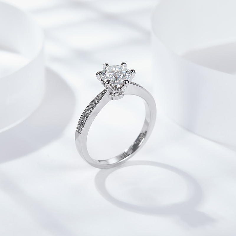 Sotiya 6 Prong Round Cut Moissanite Engagement Ring Sterling Silver-Sotiya