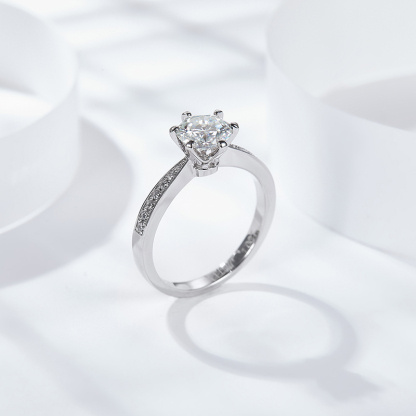 Sotiya 6 Prong Round Cut Moissanite Engagement Ring Sterling Silver-Sotiya
