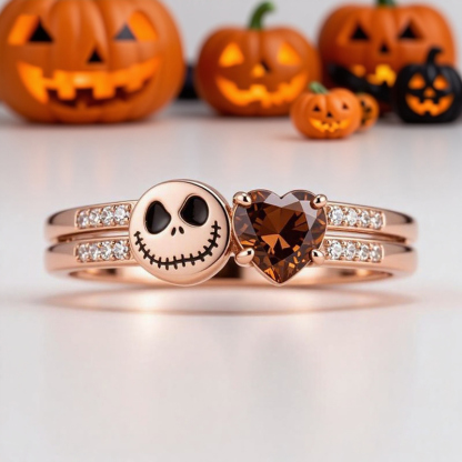 Sotiya Coffee Heart Cut Skull Inspired Cocktail Ring Sterling Silver-Sotiya