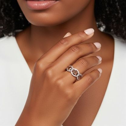 Sotiya Chain Link Round Cut Coffee Women's Wedding Ring Sterling Silver-Sotiya