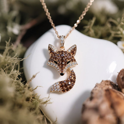 Sotiya Animal City Fox Design Coffee Pendant Necklace-Sotiya
