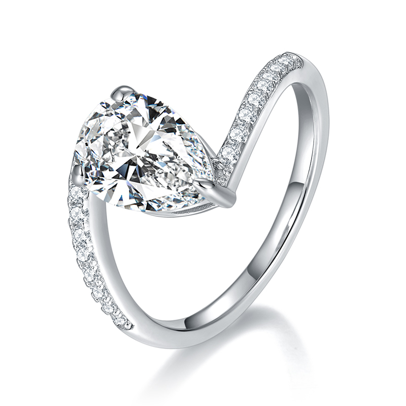 Sotiya Bypass Pear Cut Moissanite Engagement Ring Sterling Silver-Sotiya