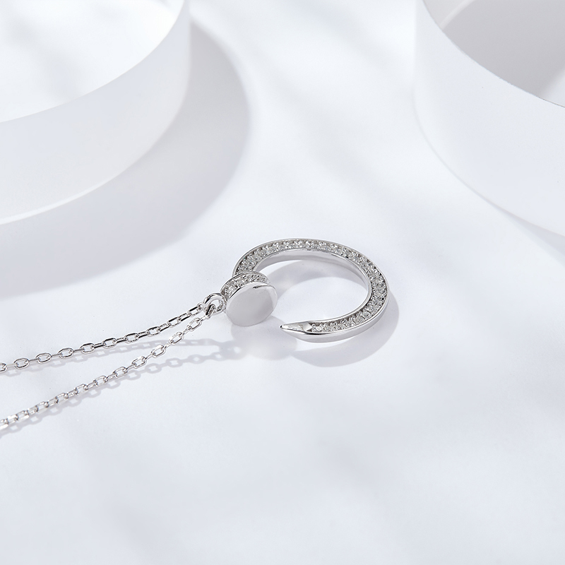 Sotiya Curved Nail Moissanite Necklace Sterling Silver-Sotiya