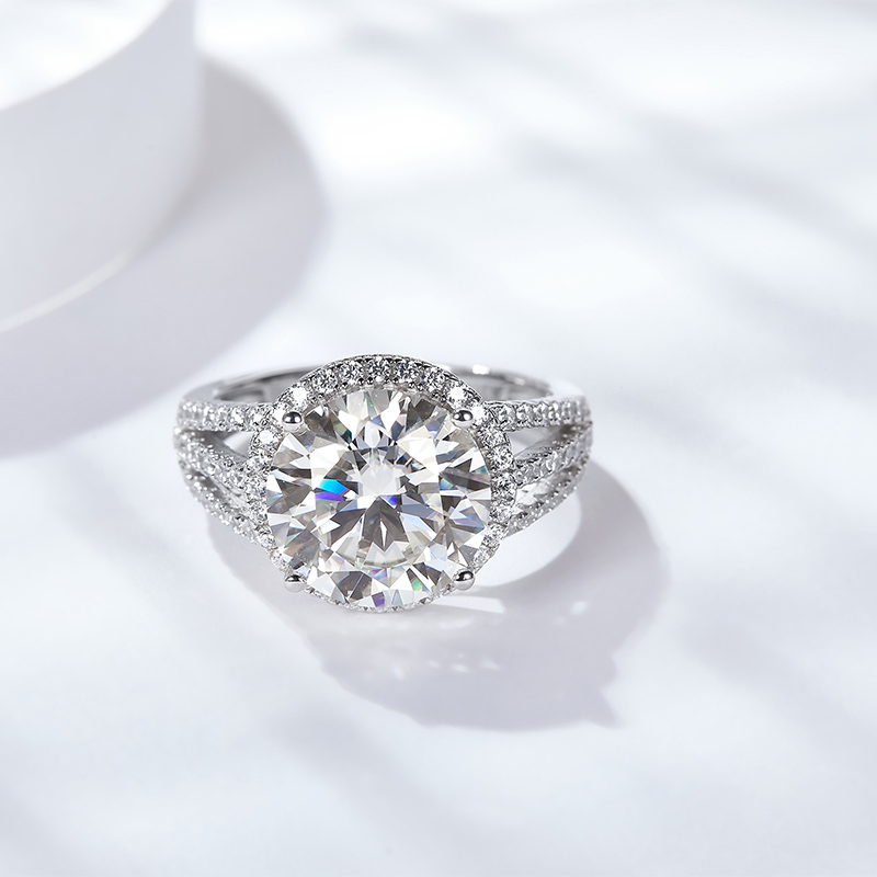 Sotiya Halo Round Cut Moissanite Engagement Ring Sterling Silver-Sotiya