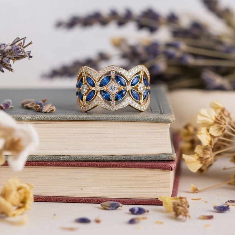 Sotiya Round and Marquise Cut Flower Ring Sterling Silver-Sotiya