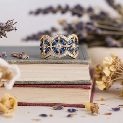 Sotiya Round and Marquise Cut Flower Ring Sterling Silver-Sotiya