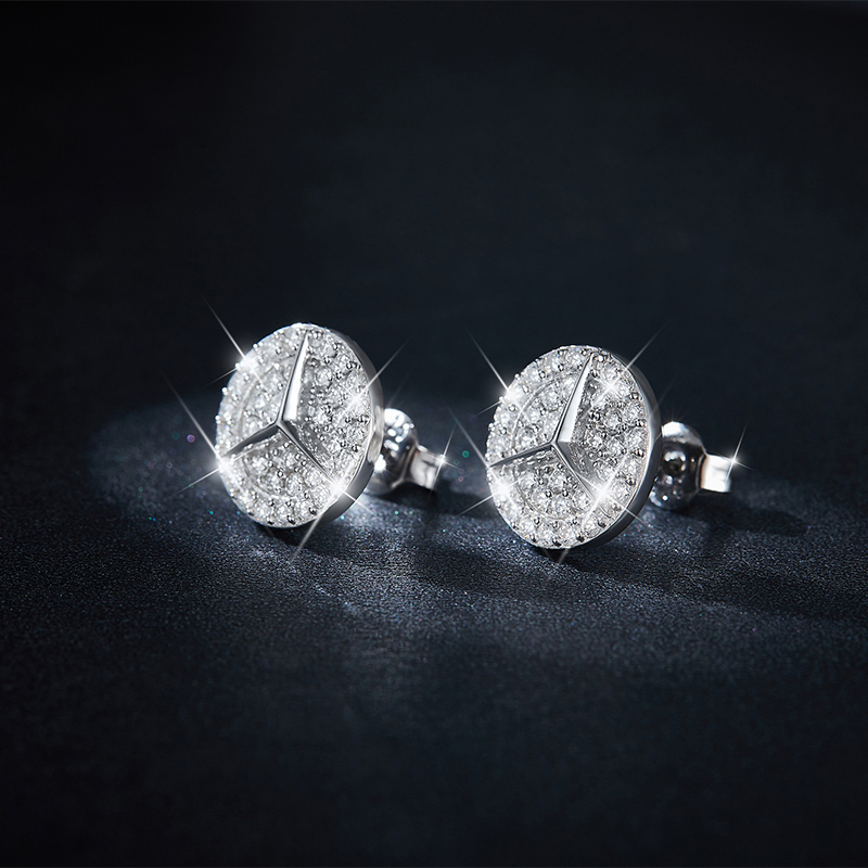 Sotiya Round Cut Moissanite Stud Earrings Sterling Silver-Sotiya