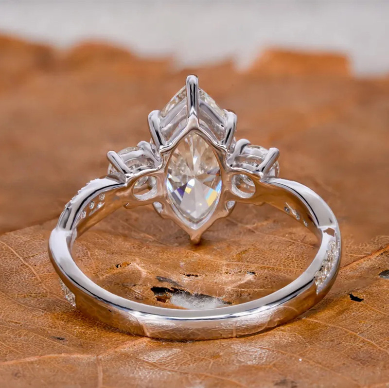 Sotiya Marquise Cut Three Stone Twist Engagement Ring Sterling Silver