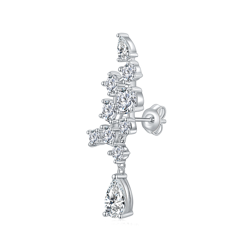 Sotiya Vintage Pear Cut Moissanite Drop Earrings Sterling Silver-Sotiya