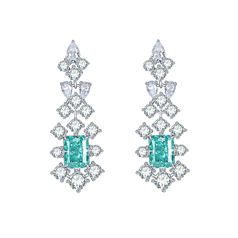 Sotiya Radiant Cut Snowflake Cluster Chandelier Earrings High-carbon Zircon Sterling Silver-Sotiya