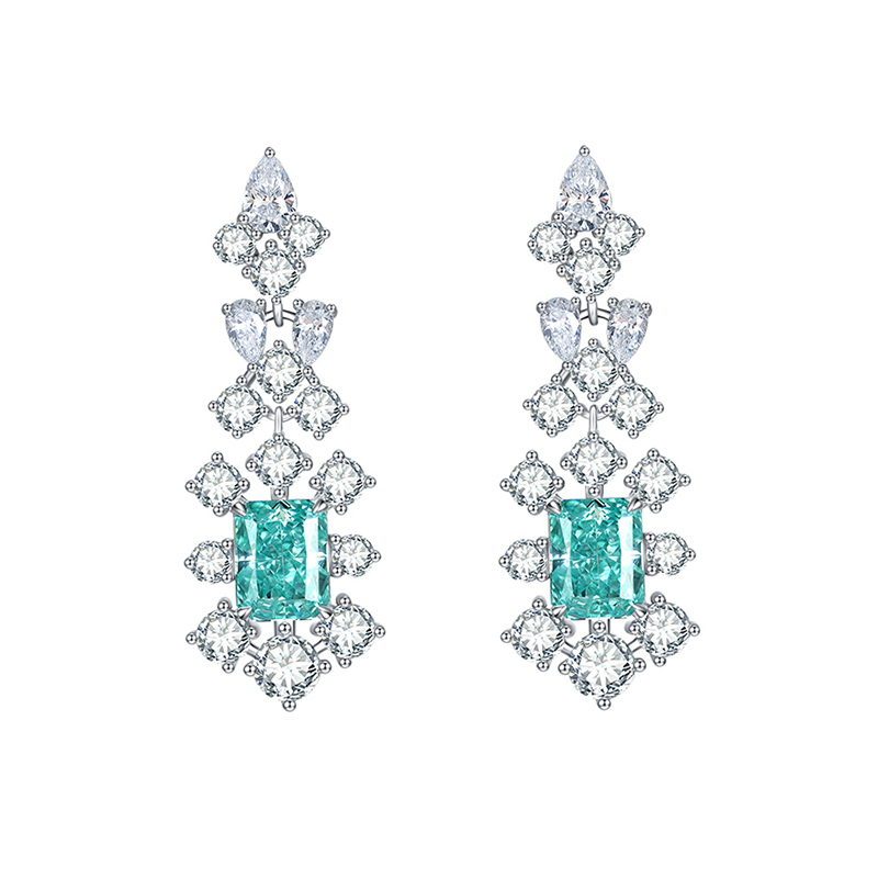 Sotiya Radiant Cut Snowflake Cluster Chandelier Earrings High-carbon Zircon Sterling Silver-Sotiya