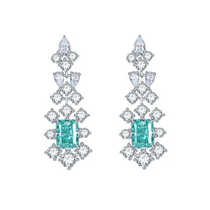 Sotiya Radiant Cut Snowflake Cluster Chandelier Earrings High-carbon Zircon Sterling Silver-Sotiya