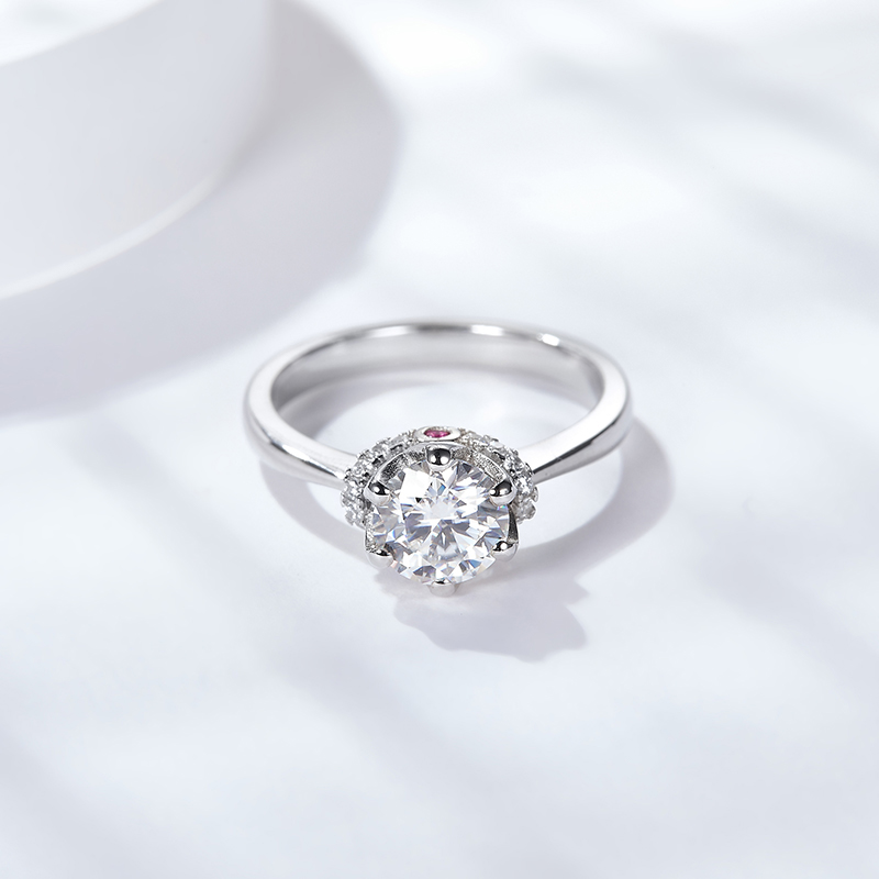 Sotiya Round Cut Moissanite Engagement Ring Sterling Silver-Sotiya