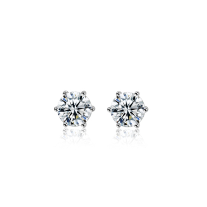 Sotiya Classic 6 Prong Solitaire Round Cut Moissanite Stud Earrings Sterling Silver-Sotiya