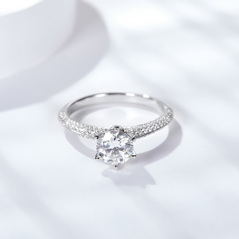 Sotiya Crown Design Round Cut Moissanite Engagement Ring Sterling Silver-Sotiya