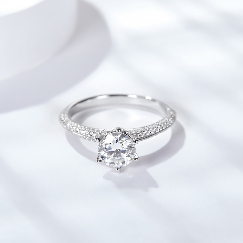 Sotiya Crown Design Round Cut Moissanite Engagement Ring Sterling Silver-Sotiya