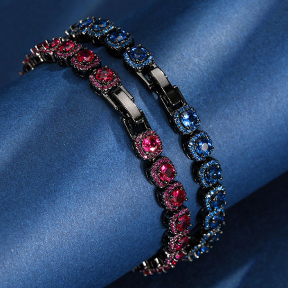 Sotiya Halo Round Cut Tennis Bracelet-Sotiya