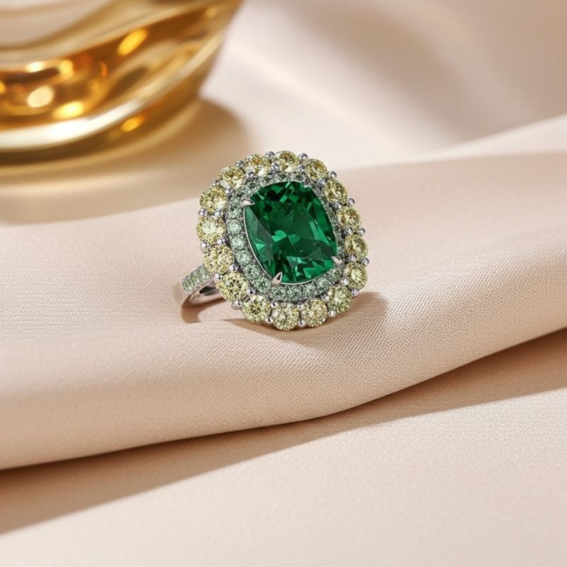 Sotiya Cathedral Double Halo Cushion Cut Engagement Ring Sterling Silver-Sotiya