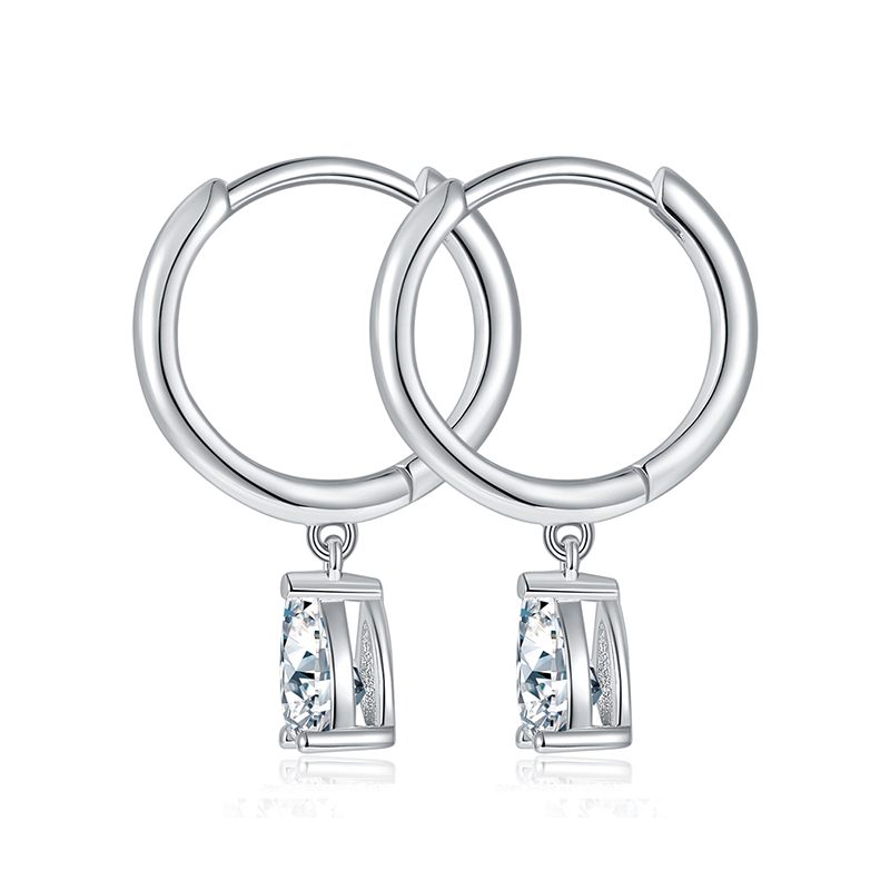 Sotiya Solitaire Pear Cut Moissanite Drop Earrings Sterling Silver-Sotiya