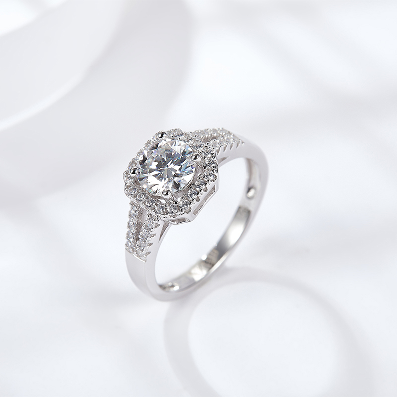 Sotiya Squircle Shaped Halo Round Cut Engagement Ring Sterling Silver-Sotiya