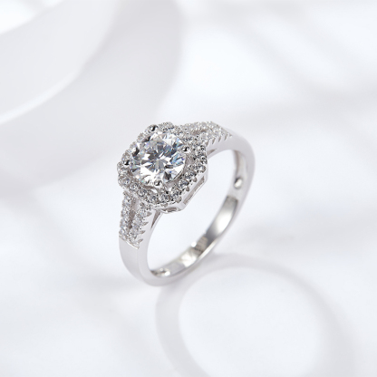 Sotiya Squircle Shaped Halo Round Cut Engagement Ring Sterling Silver-Sotiya