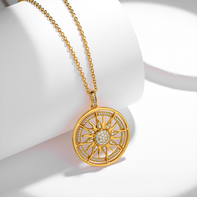 Sotiya Yellow Gold Tone Sun Moissanite Necklace Sterling Silver-Sotiya