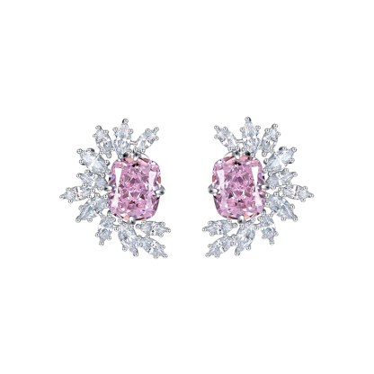 Sotiya Radiant Cut Cluster Stud Earrings High-carbon Zircon Sterling Silver-Sotiya