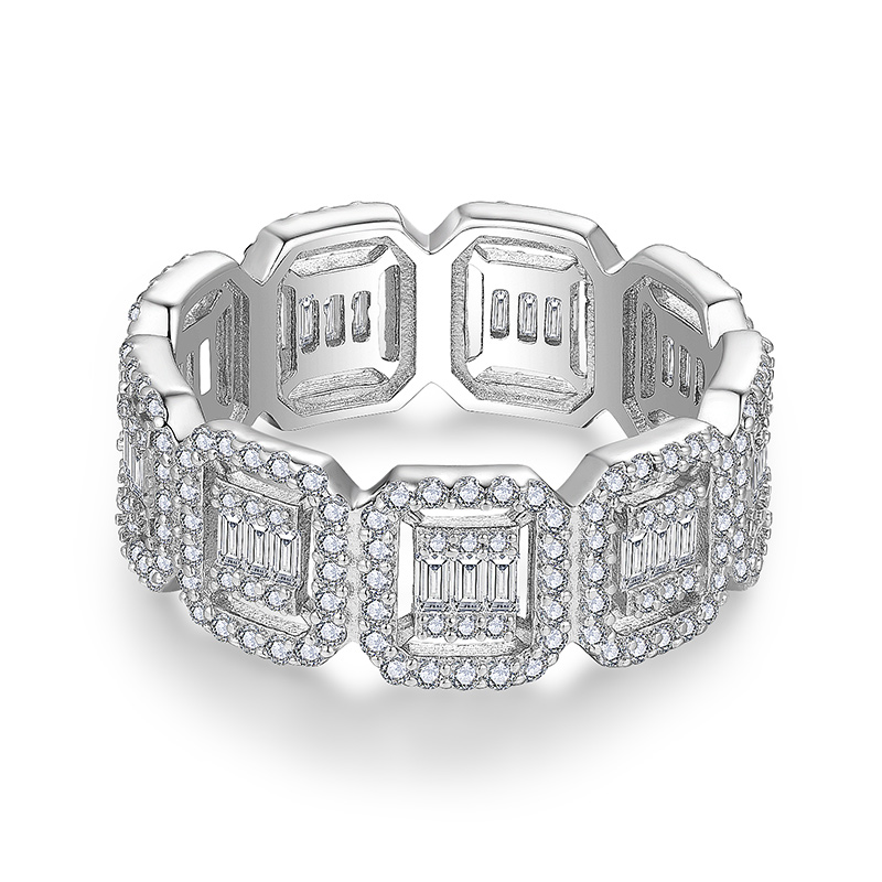 Sotiya Square Moissanite Eternity Ring Sterling Silver-Sotiya