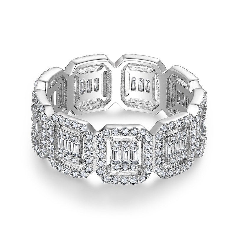 Sotiya Square Moissanite Eternity Ring Sterling Silver-Sotiya