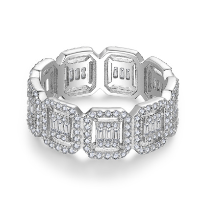 Sotiya Square Moissanite Eternity Ring Sterling Silver-Sotiya