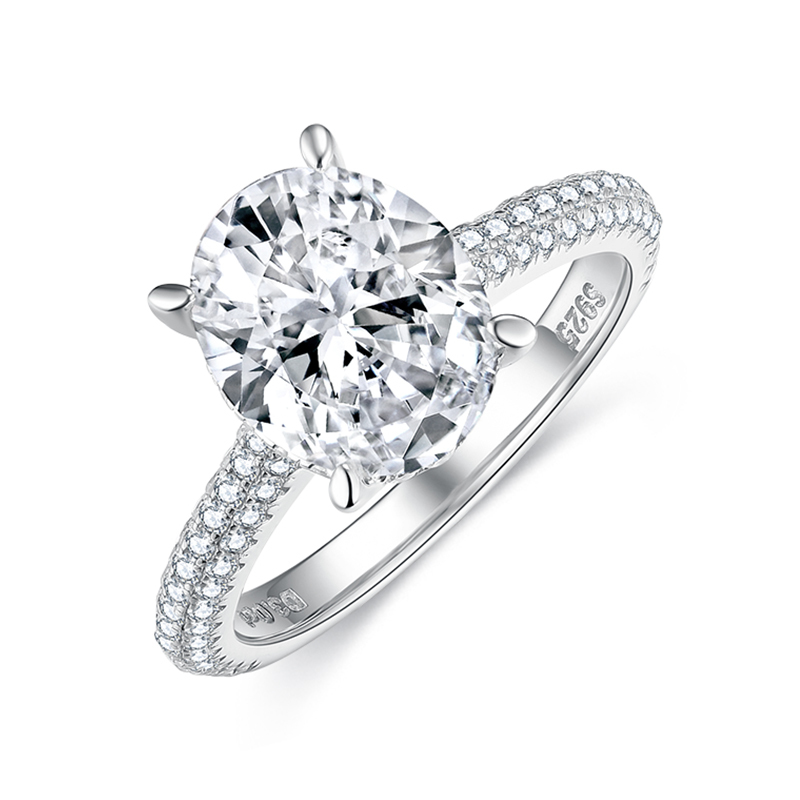 Sotiya Cathedral Hidden Halo Oval Cut Moissanite Engagement Ring Sterling Silver-Sotiya