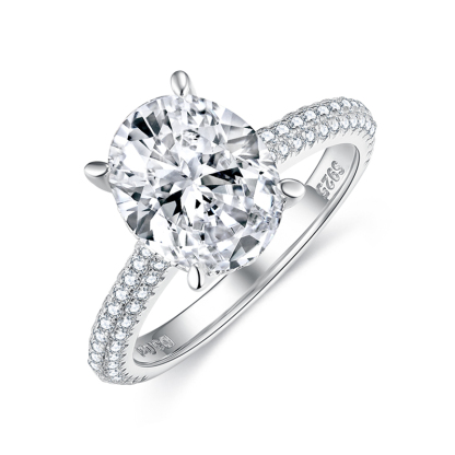 Sotiya Cathedral Hidden Halo Oval Cut Moissanite Engagement Ring Sterling Silver-Sotiya