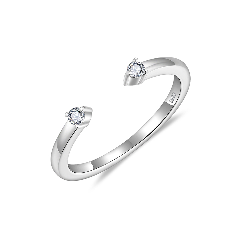 Sotiya Twin Star Round Cut Moissanite Women's Wedding Ring Sterling Silver-Sotiya