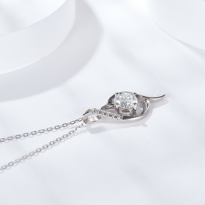 Sotiya Twist Round Cut Moissanite Necklace Sterling Silver-Sotiya