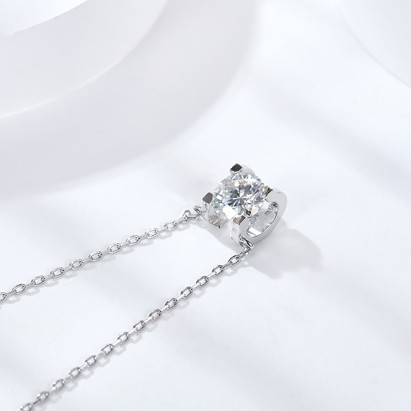 Sotiya Square Shaped Solitaire Round Cut Moissanite Necklace Sterling Silver-Sotiya