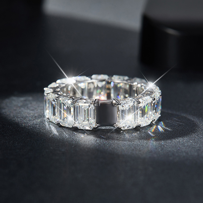 Sotiya Emerald Cut Moissanite Eternity Ring Sterling Silver-Sotiya
