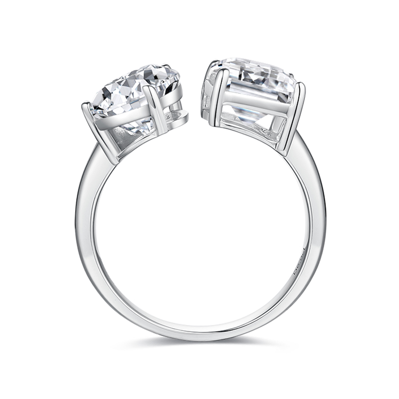 Sotiya Toi et Moi Radiant and Pear Cut Two Stone Moissanite Engagement Ring Sterling Silver-Sotiya