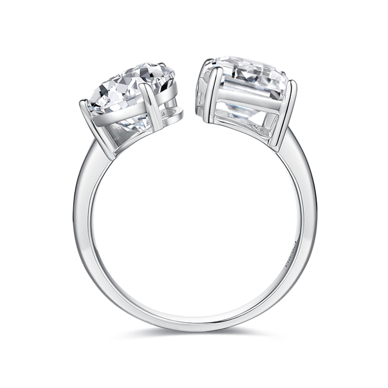 Sotiya Toi et Moi Radiant and Pear Cut Two Stone Moissanite Engagement Ring Sterling Silver-Sotiya