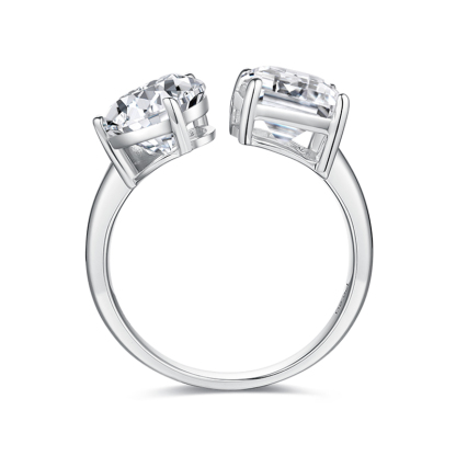 Sotiya Toi et Moi Radiant and Pear Cut Two Stone Moissanite Engagement Ring Sterling Silver-Sotiya