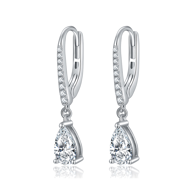Sotiya Pear Cut Moissanite Drop Earrings Sterling Silver-Sotiya