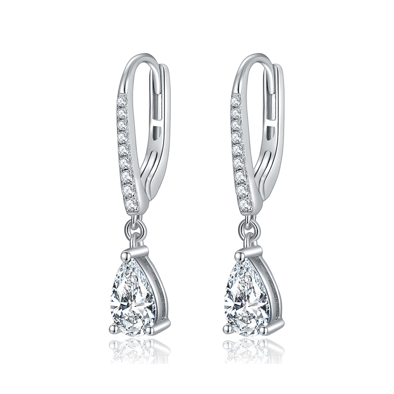 Sotiya Pear Cut Moissanite Drop Earrings Sterling Silver-Sotiya