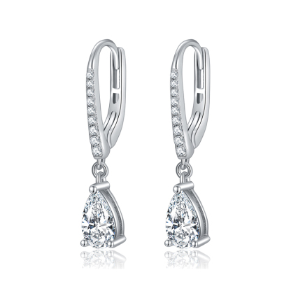 Sotiya Pear Cut Moissanite Drop Earrings Sterling Silver-Sotiya