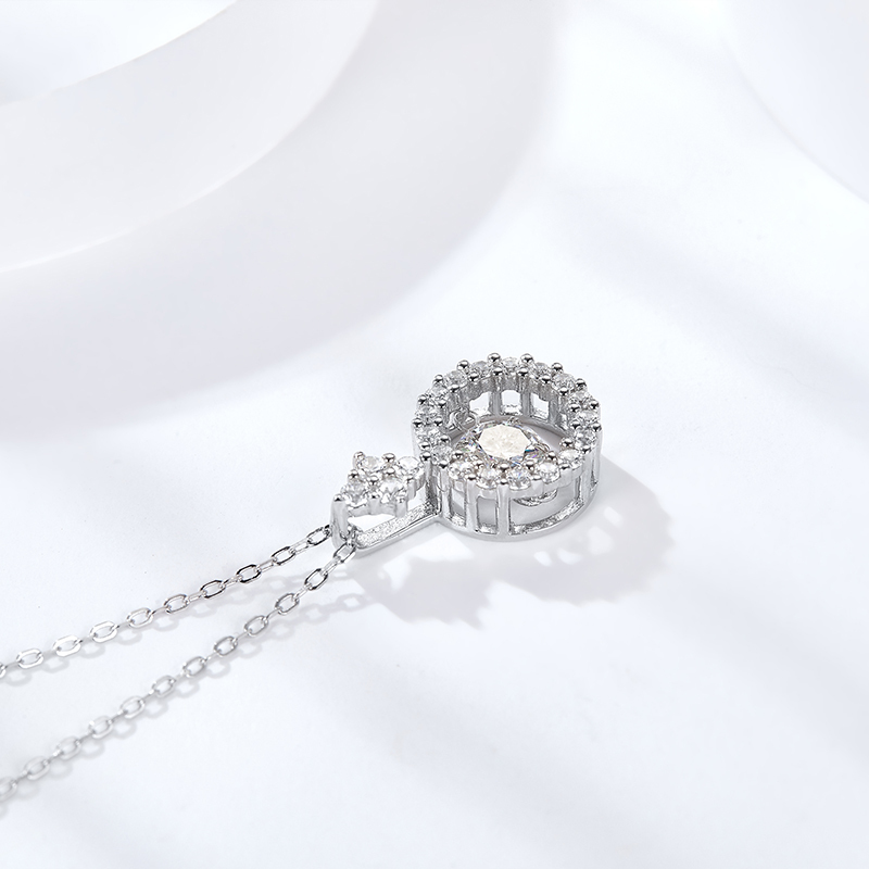 Sotiya Hollow Round Cut Moissanite Necklace Sterling Silver-Sotiya