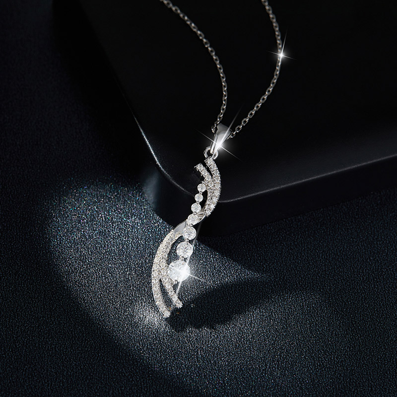 Sotiya Swirl Round Cut Moissanite Necklace Sterling Silver-Sotiya