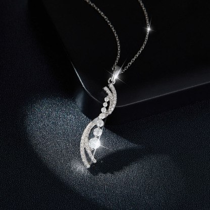 Sotiya Swirl Round Cut Moissanite Necklace Sterling Silver-Sotiya