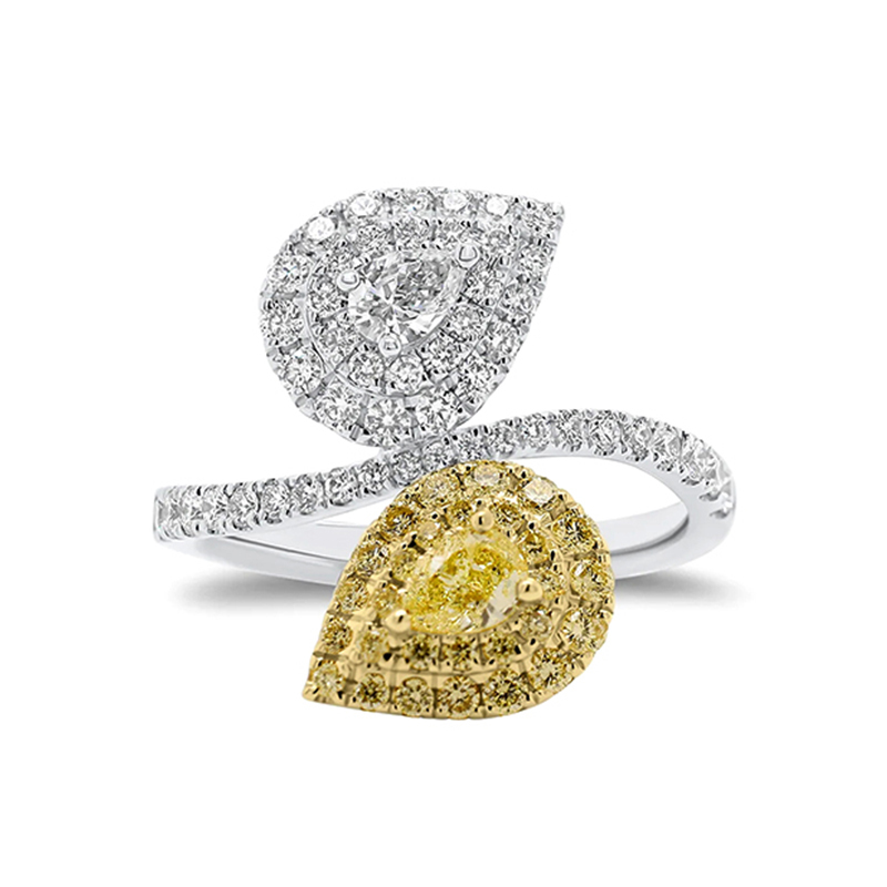 Sotiya Toi et Moi Canary Two Halo Pear Cut Engagement Ring Sterling Silver-Sotiya