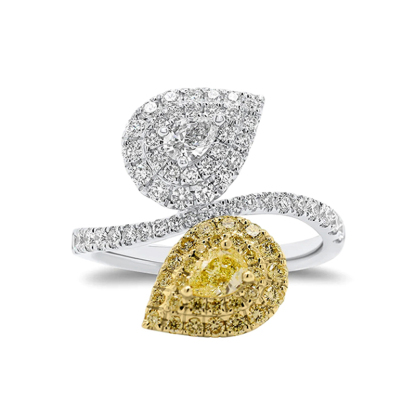 Sotiya Toi et Moi Canary Two Halo Pear Cut Engagement Ring Sterling Silver-Sotiya